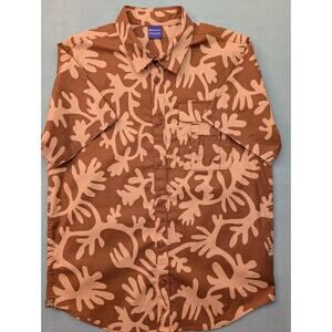 Backcountry Ripstop Button-Up Shirt Mens XL, Short Sleeve Brown Camo Gorpcore